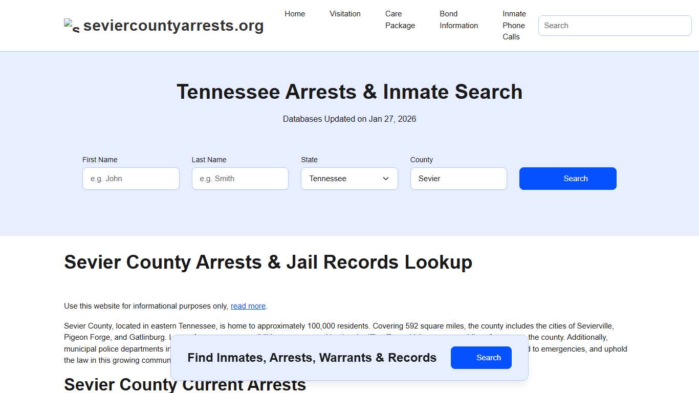 Sevier County, TN Arrests, Warrants, Police Records Search